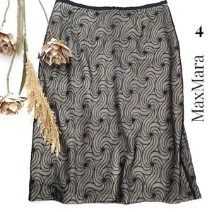 Max Mara Embroidered Lace Black Cream Skirt Sz 4